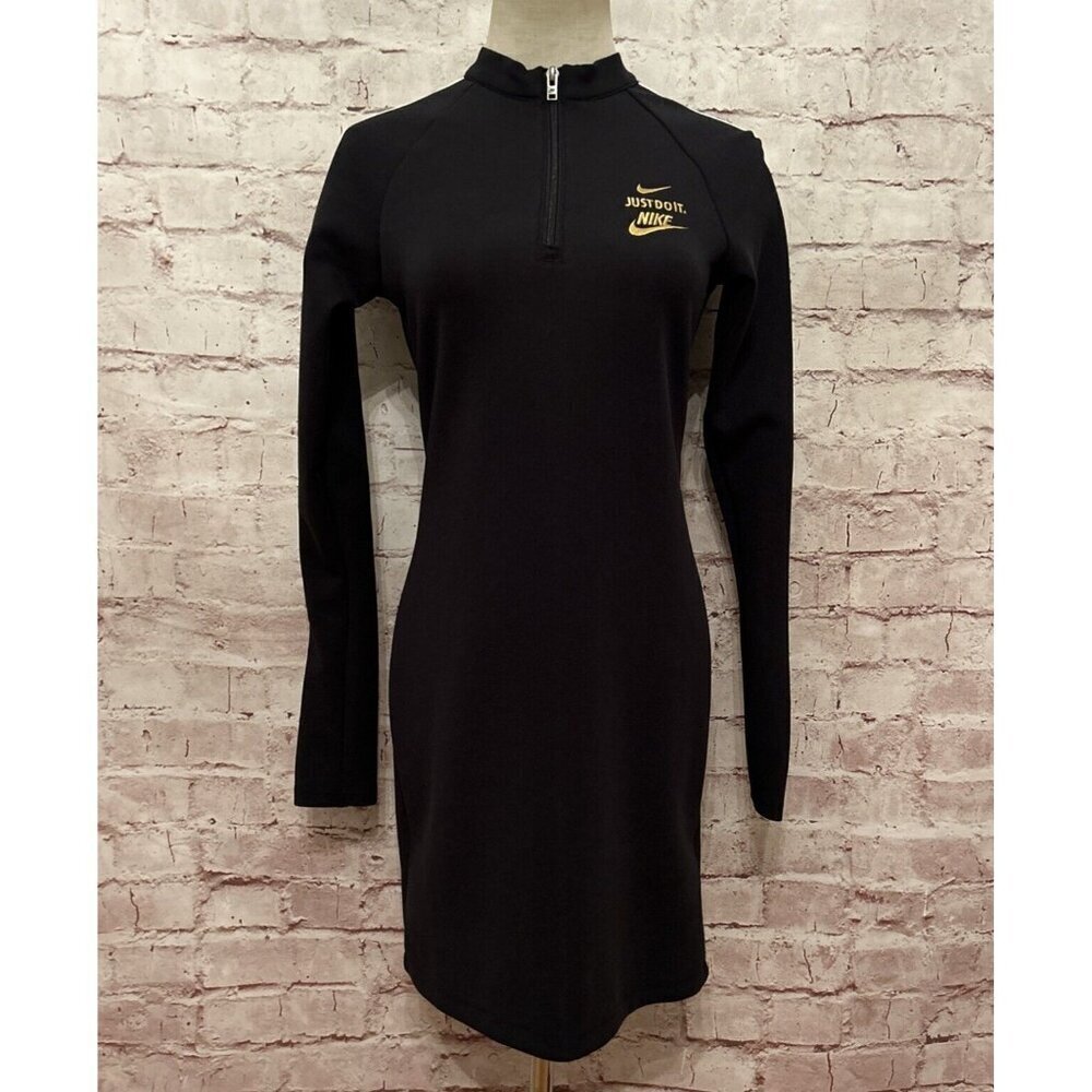 Nike Sportswear Womens Icon Clash Black Long Sleeve Dress CU3529-010 Size S